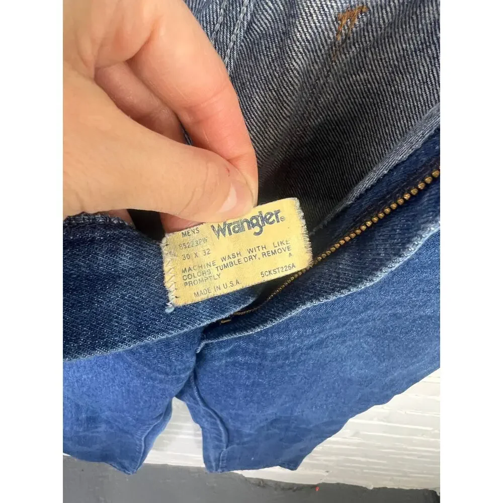 Vintage Wrangler Men's Straight Leg Denim Jeans Mid-Rise Stretch Blue Size 30/32